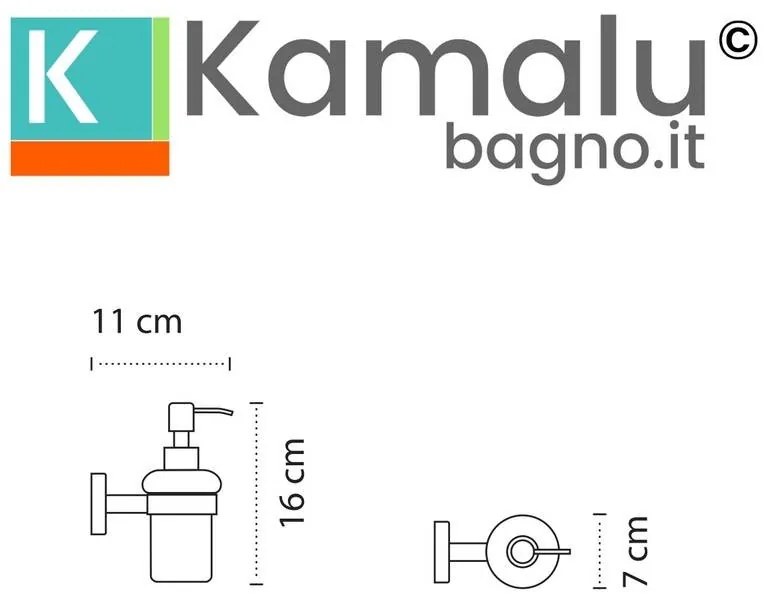 Kamalu - dispenser bagno in vetro e abs nero installazione a muro | nico-n