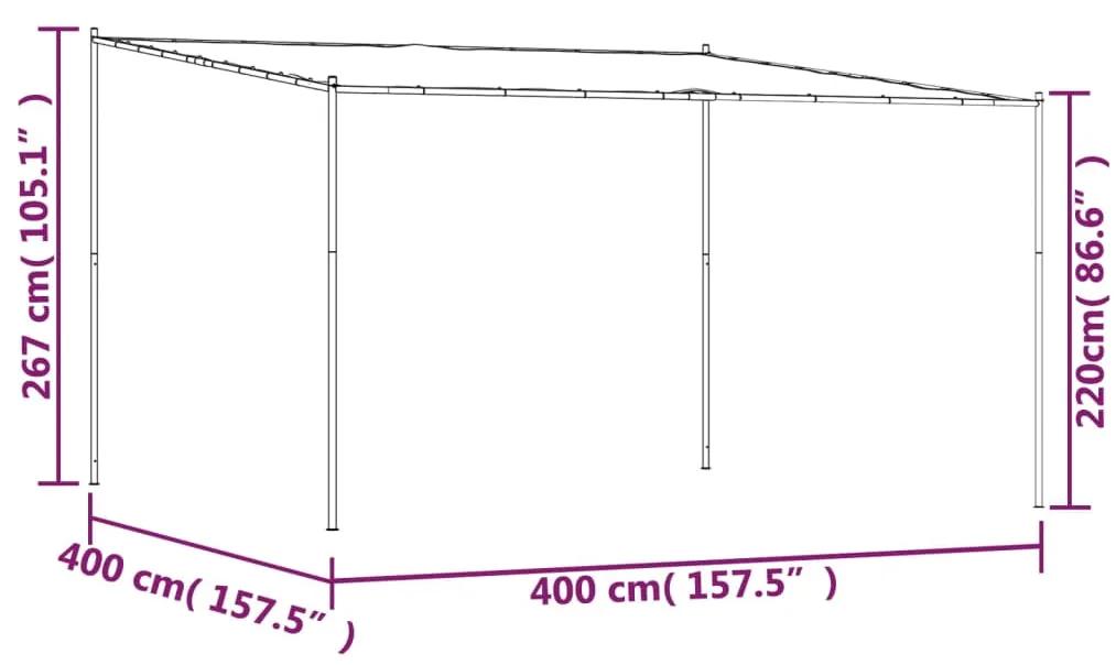Gazebo Antracite 4x4 m 180 g/m² Tessuto e Acciaio