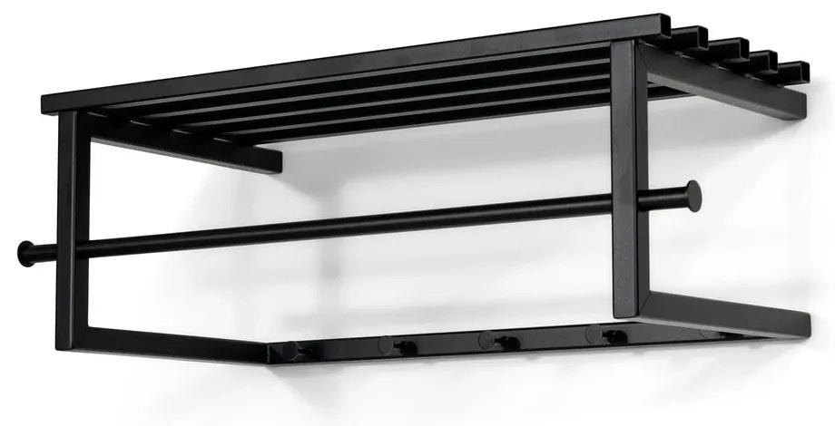 Attaccapanni da parete nero in metallo con scaffale 76 cm Marco – Spinder Design