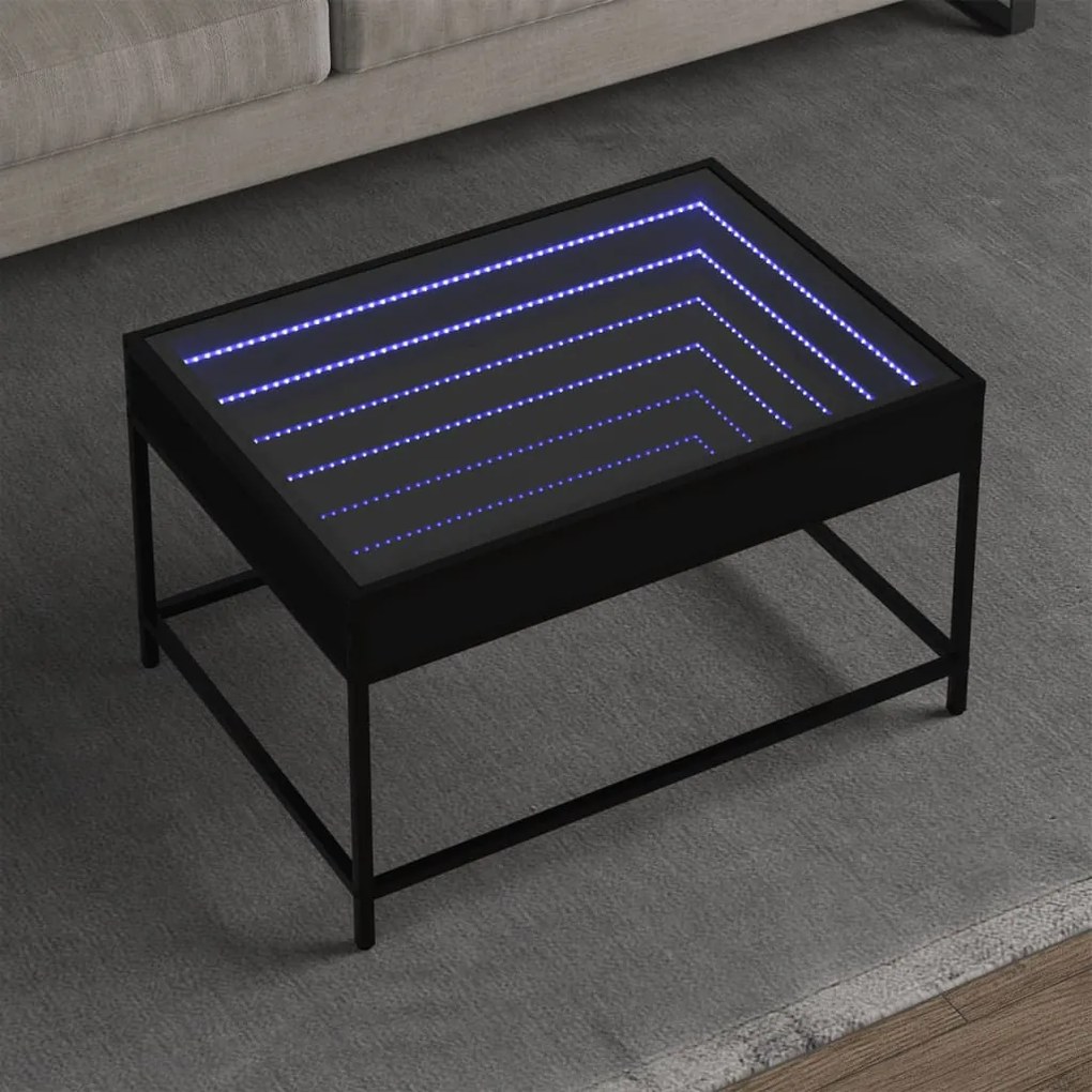 Tavolino Da Salotto Con Led Infinity Nero 70x50x41 Cm /