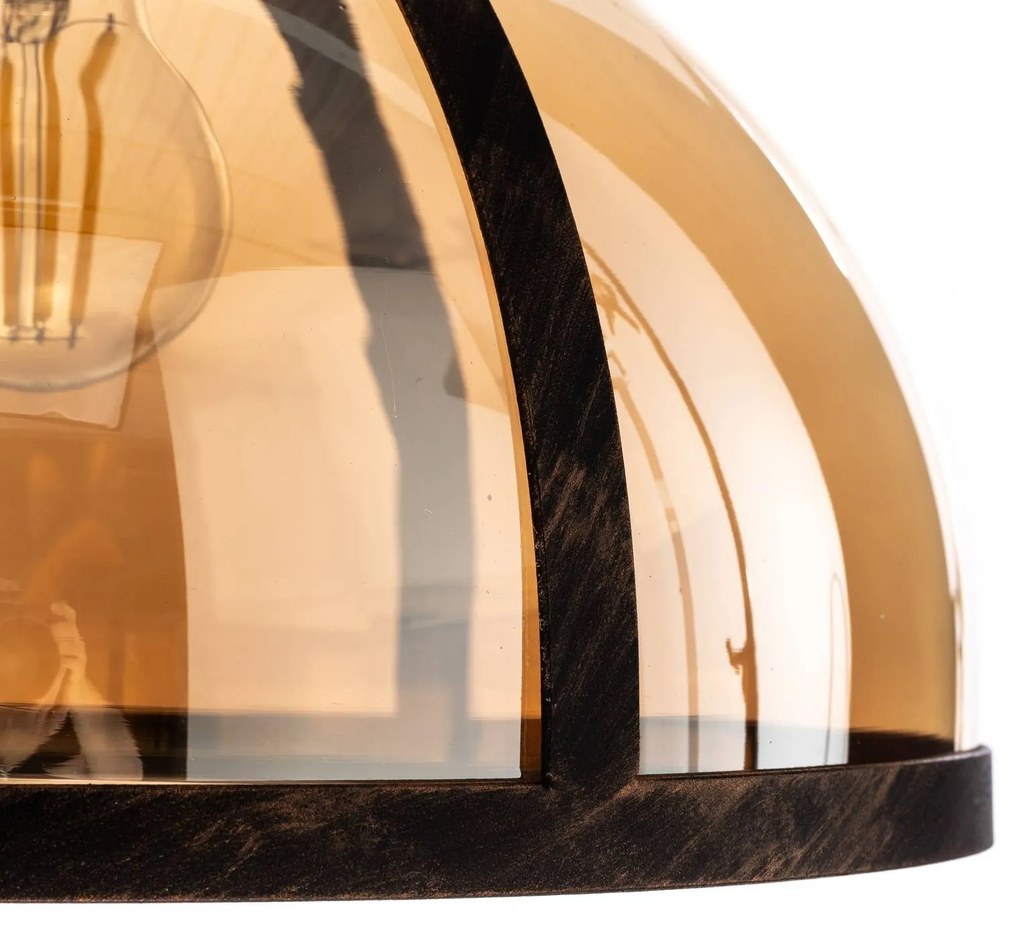 Avonni Lampada a sospensione AV-5063-1BSY paralume in vetro, rame/nero