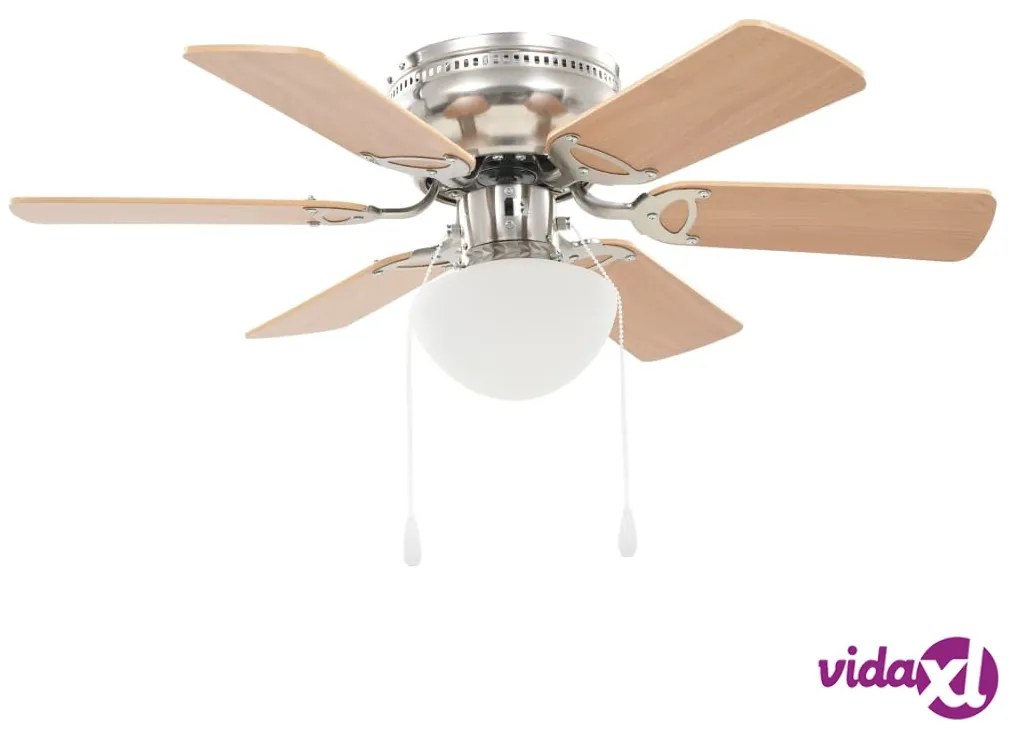 vidaXL Ventilatore da Soffitto Decorato con Luce 82 cm Marrone Chiaro