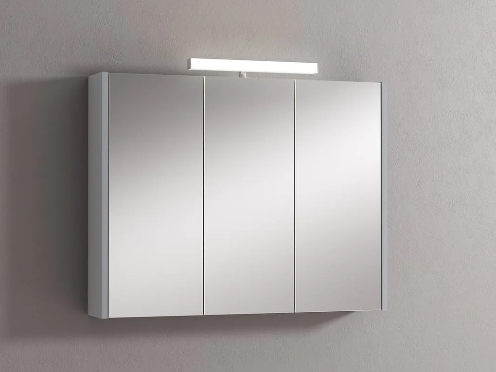 Pensile con luce Akira laccato lucido grigio chiaro L 90 x H 70 x P 15.5 cm