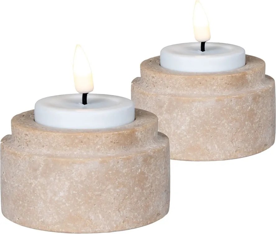 Portacandele in pietra per lumini in set da 2 pezzi - House Nordic