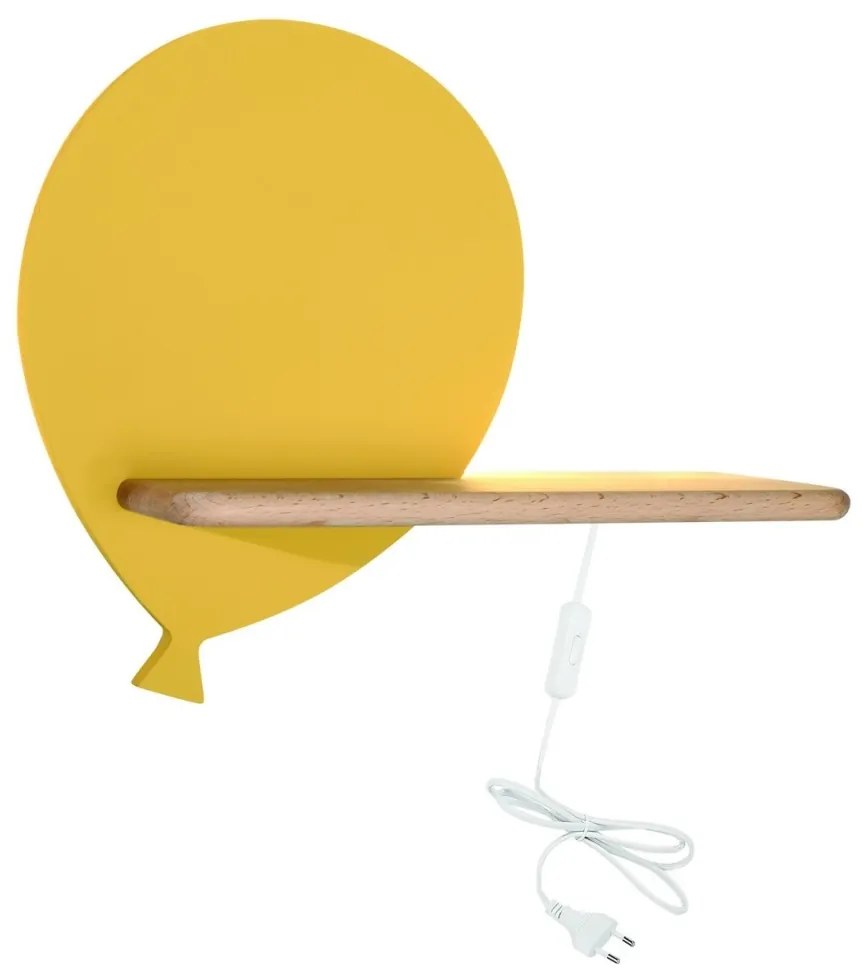 Applique LED per bambini con mensola BALLOON LED/4W/230V giallo/legno