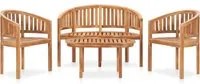 Set Salotto da Giardino 4 pz Design Curvo in Massello di Teak cod mxl 40732