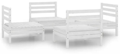 Set Divani da Giardino 4 pz Bianco in Legno Massello di Pino