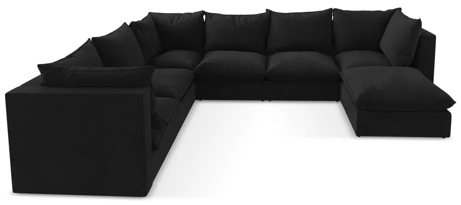 Divano angolare nero (con penisola a sinistra/a U) Manao – Makamii