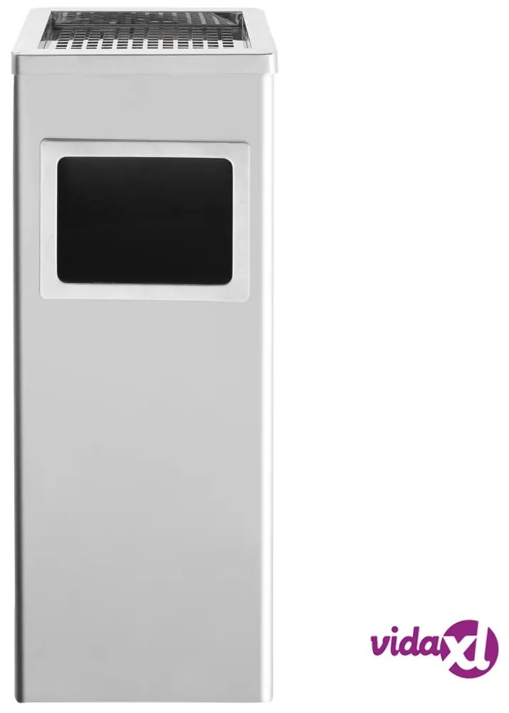 vidaXL Pattumiera con Posacenere da Albergo 36 L Acciaio Inox