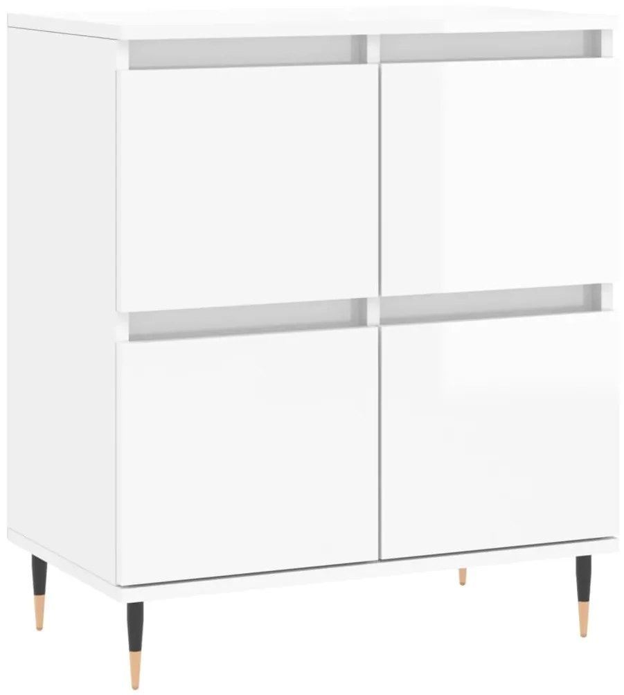 Credenza bianco lucido 60x35x70 cm in legno multistrato