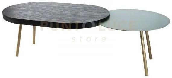 Tavolino packtop grande giada ,base oro laccato ,finitura wengè in ...