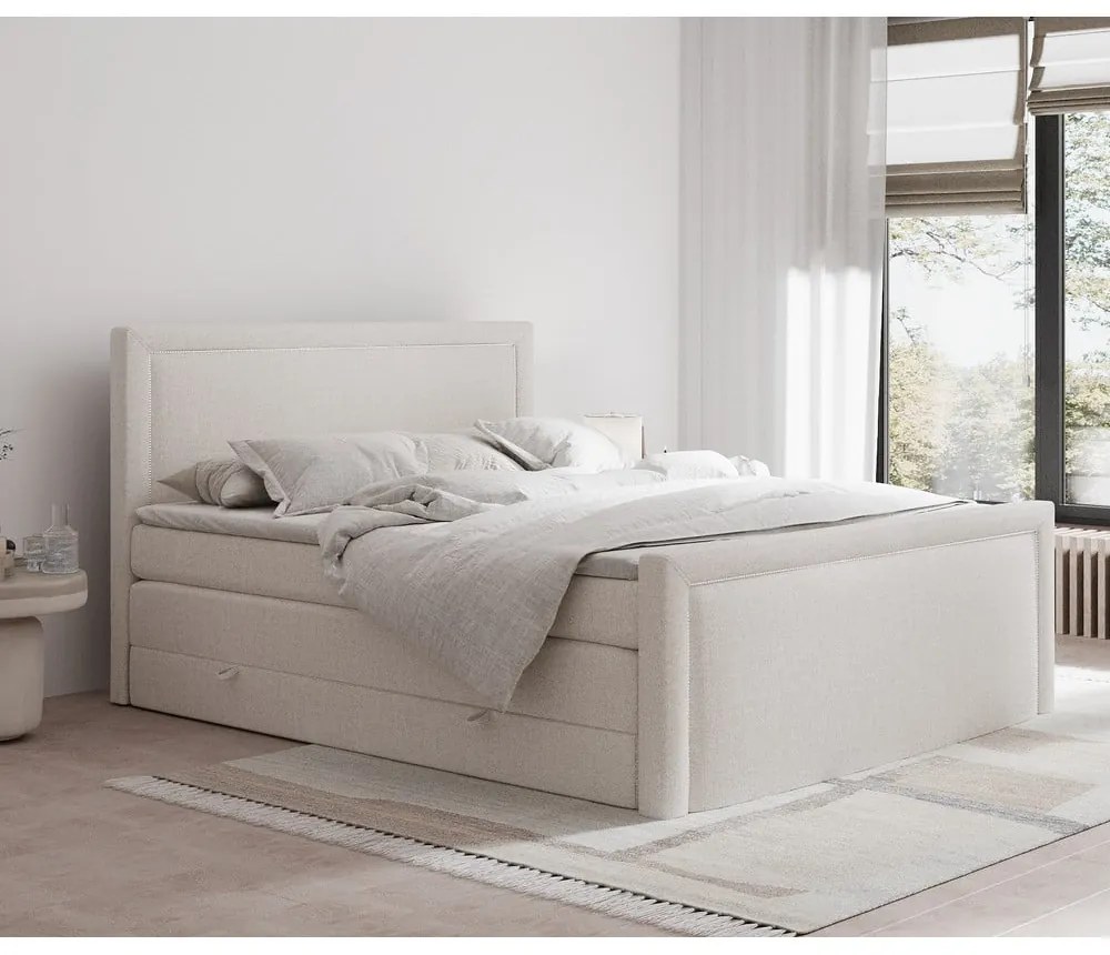 Letto boxspring beige con contenitore 160x200 cm Lavenda – Maison de Rêve