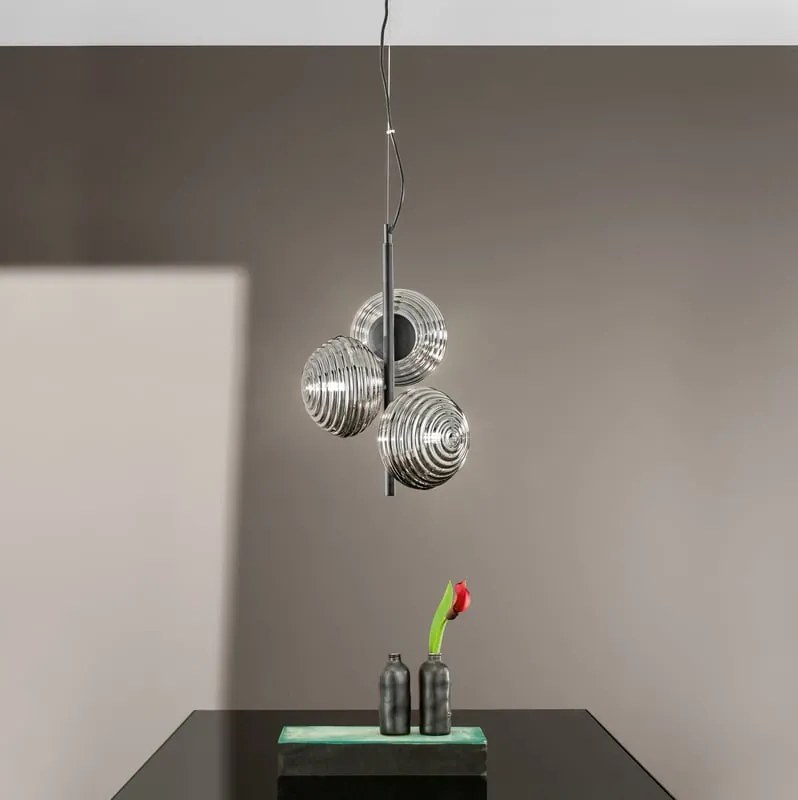 Lampadario Glamour Ripple nero 3x E27 Ø32.5cm LUCE AMBIENTE DESIGN