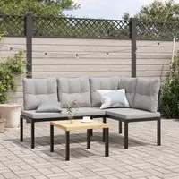 Set Panche Giardino Cuscini 3pz Nero Acciaio Verniciato Polvere 3283650