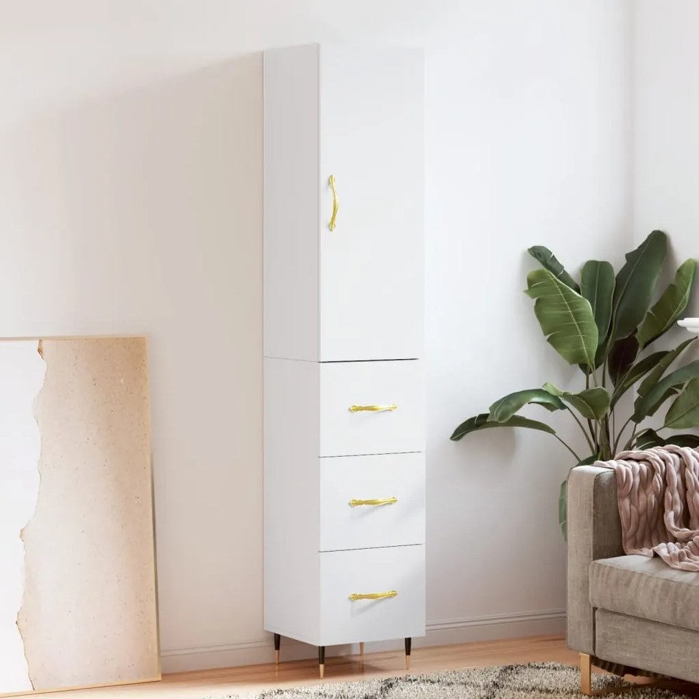Credenza Bianca 34,5x34x180 Cm İn Legno Multistrato /