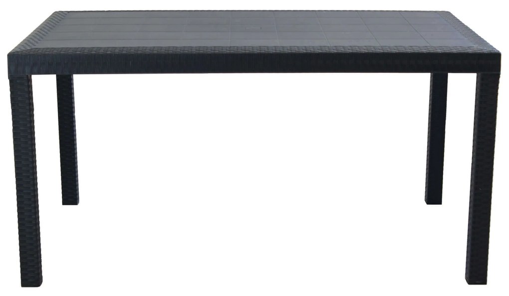 CALIGOLA - set tavolo in resina effetto rattan cm 150 x 90 x 74 h con 4 sedie Alma