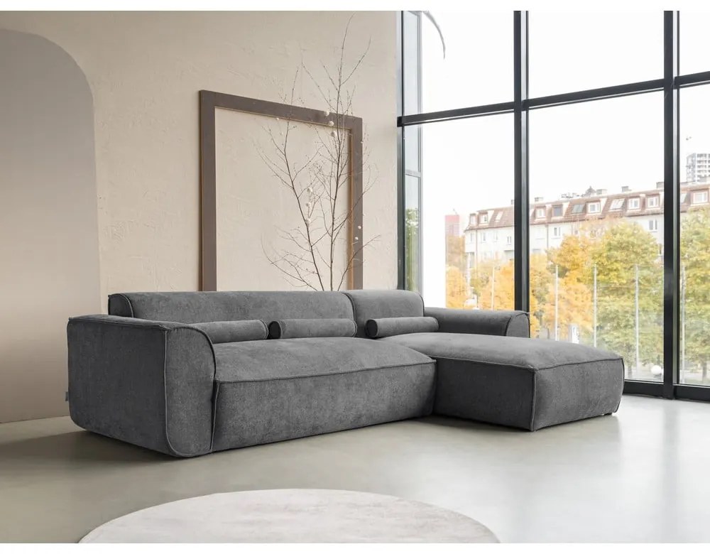 Divano angolare componibile grigio (con penisola a destra) Flex Felix – Miuform