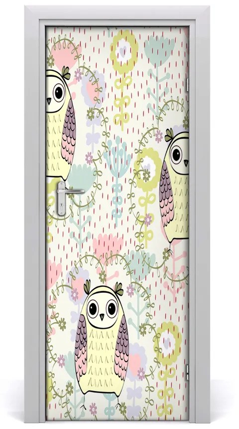Adesivo per porta Gufi 85x205 cm
