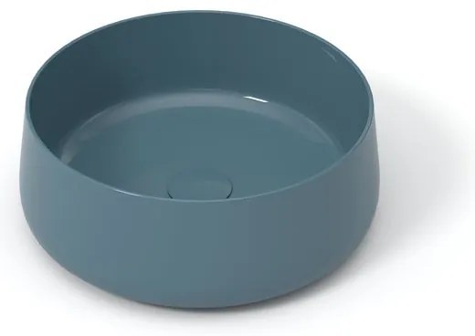 Lavabo da appoggio Wave OLYMPIA CERAMICA tondo 40cm in ceramica petrolio piletta non inclusa