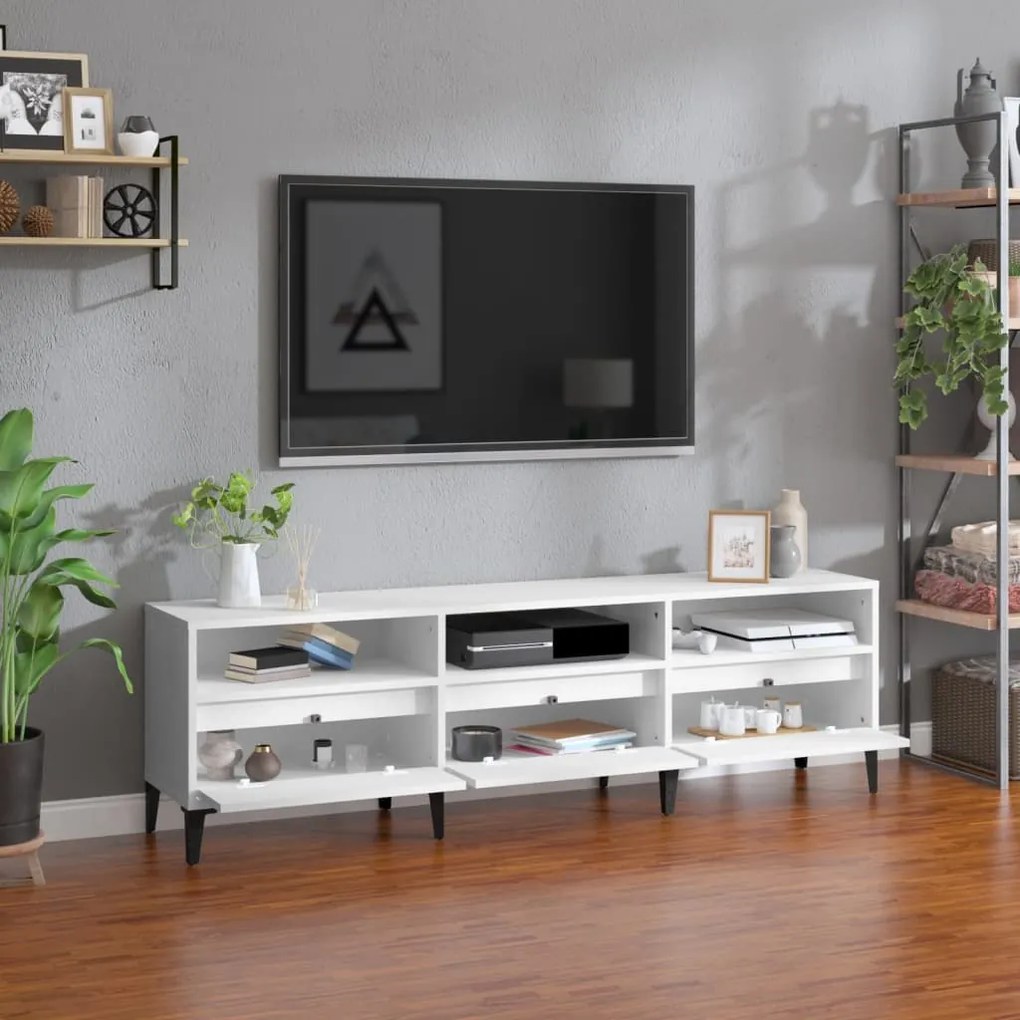 Mobile porta tv bianco 150x30x44,5 cm in legno multistrato