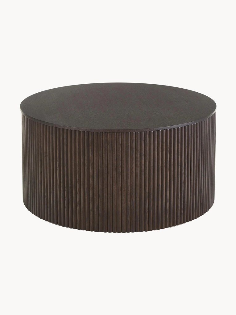 Tavolino-contenitore rotondo da salotto in legno Nele