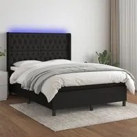 Letto a Molle con Materasso e LED Nero 140x190 cm in Tessuto 3138551