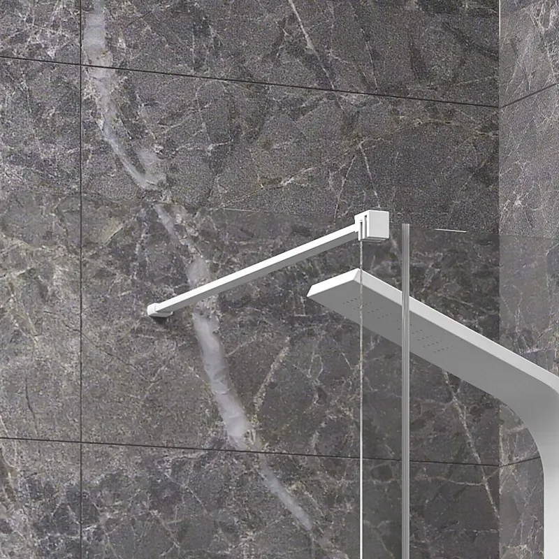 Kamalu - Doccia walk in con anta scorrevole 130 cm profilo bianco | KNM4000W-B