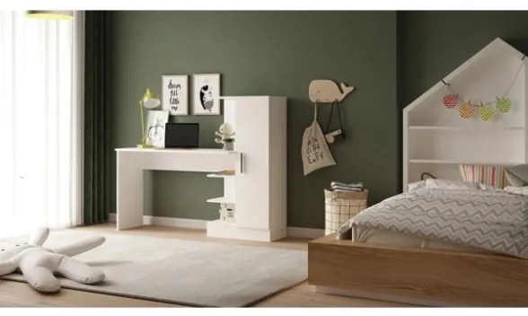 Scrivania Libreria Con Ripiani Laterali 152x40x120H Bianca Laura