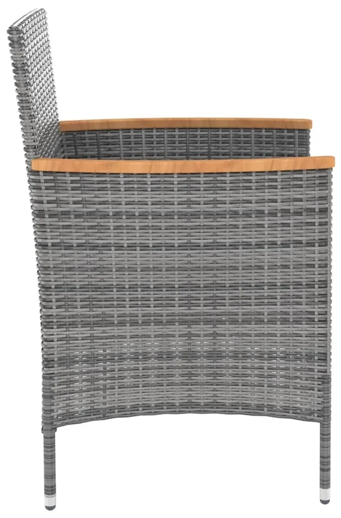 Set da pranzo da esterno 5 pz con cuscini in polyrattan grigio