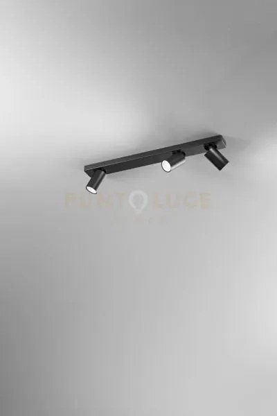 Plafoniera in alluminio colore nero oddy 3 luci attacco gu10  orien...