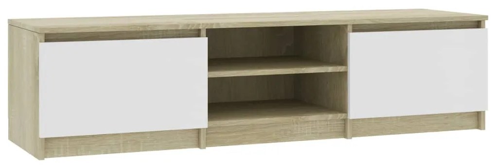 Mobile tv bianco rovere sonoma 140x40x35,5 cm legno multistrato