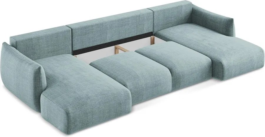 Divano angolare blu allungabile (a U) Leila – Makamii