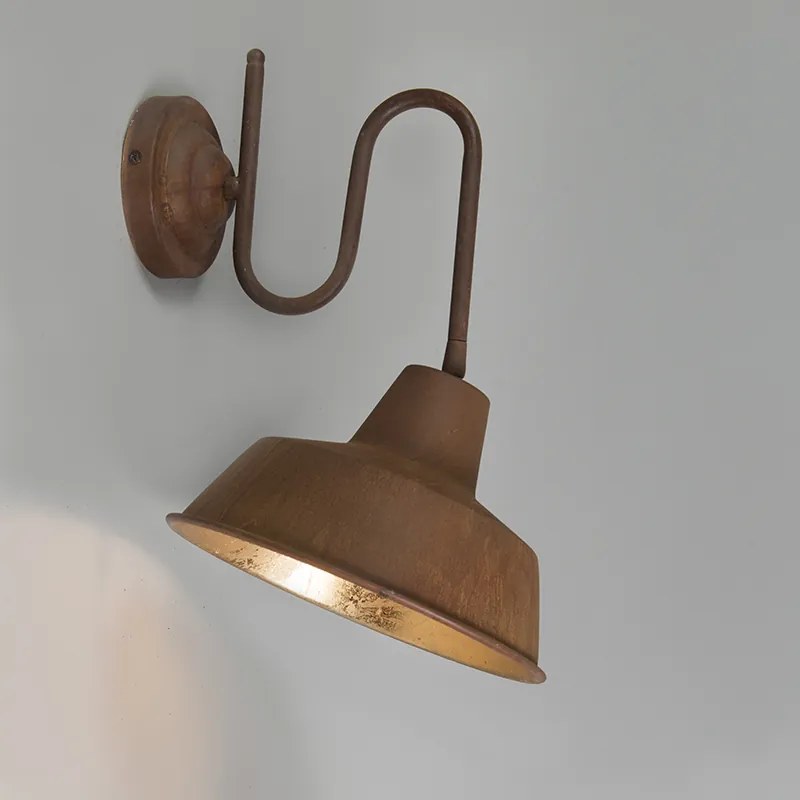 Lampada da parete industriale ruggine con interno dorato - Factory