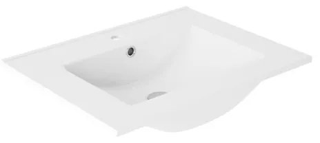 Lavabo integrale rettangolare vasca centrale FLAT L 61 x H 16 x P 40 cm in ceramica bianco opaco