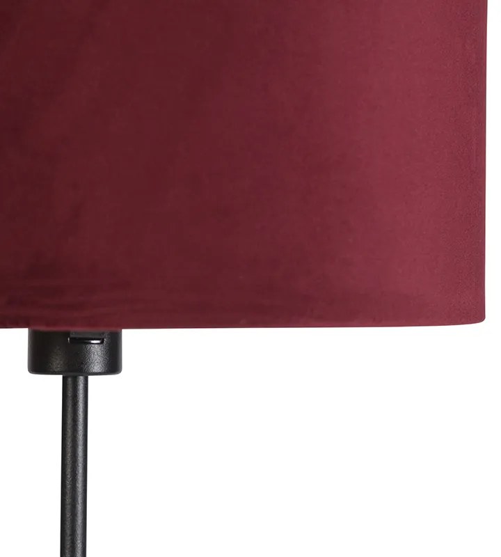 Lampada da terra nera con paralume in velluto rosso e oro 35 cm - Parte