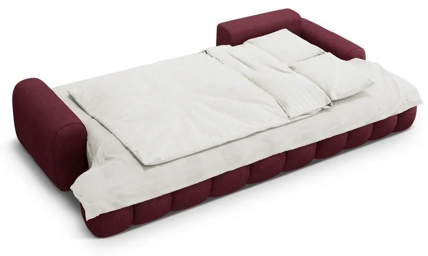 Divano angolare burgundy allungabile/con contenitore (con penisola a destra/con chaise lounge) Linz – Cosmopolitan Design