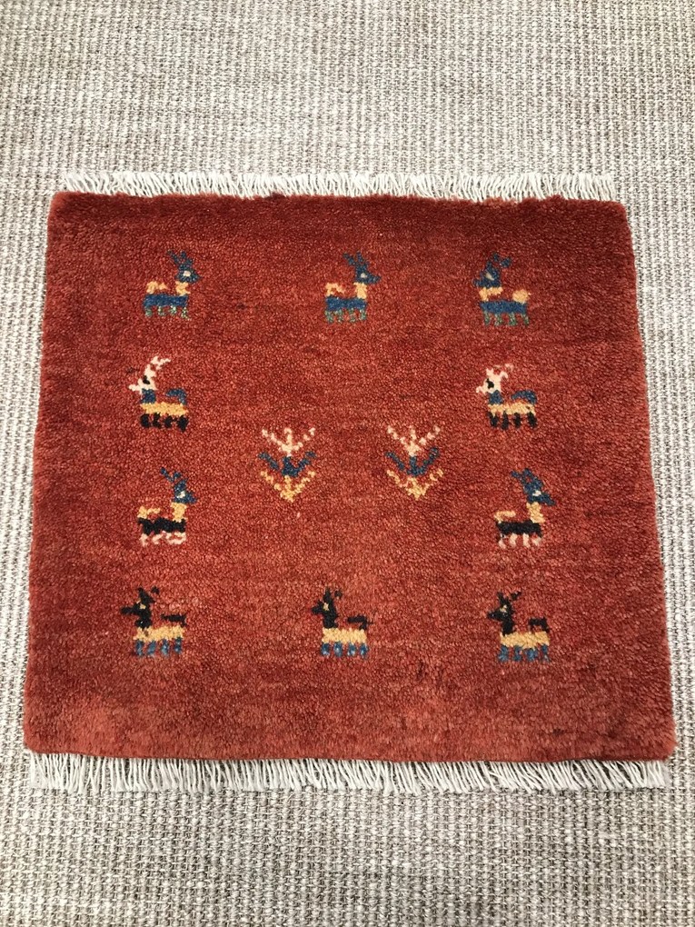 Gabbeh Tappeto 40x40 Rosso (Iran) Annodato A Mano