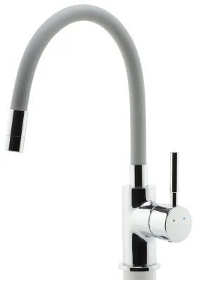 FERRO - Rubinetto per lavello con braccio flessible cromo lucido/grigio