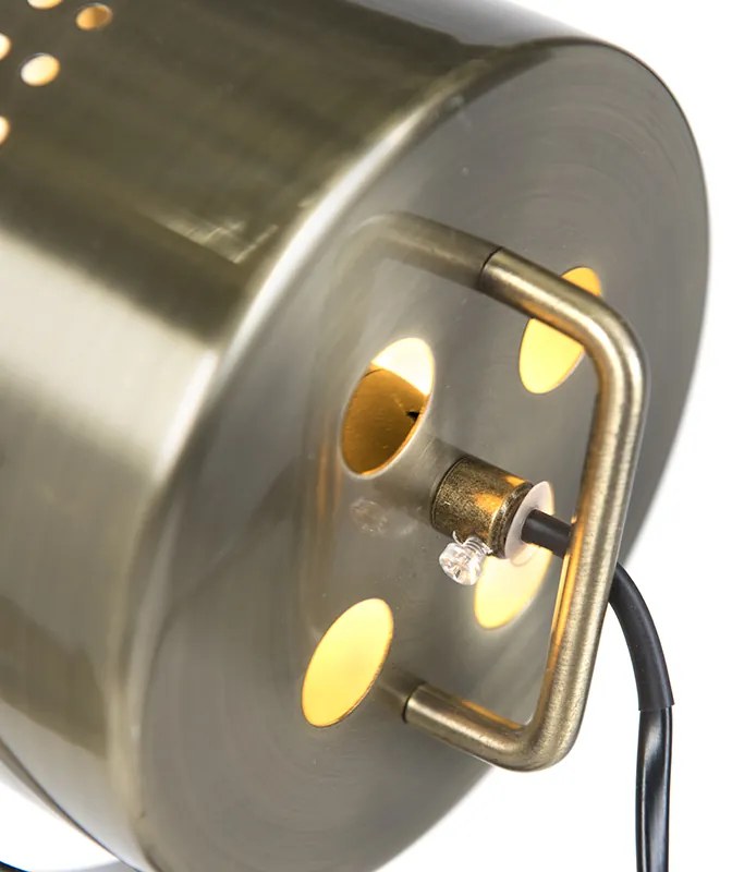 Lampada da terra a treppiede industriale in legno con faretto da studio - Braha