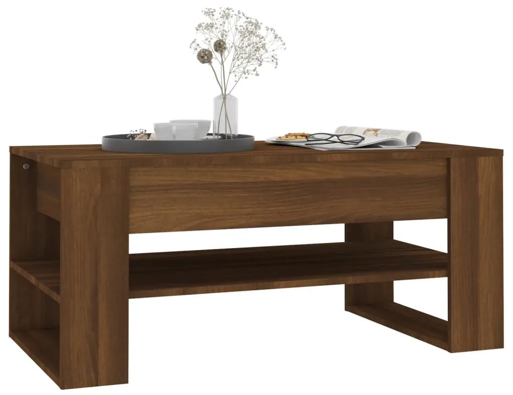 Tavolino da Caffè Rovere Marrone 102x55x45 cm Legno Multistrato