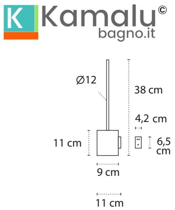 Kamalu - portascopino wc con attacco a muro in acciaio inox finitura lucida | kam790c