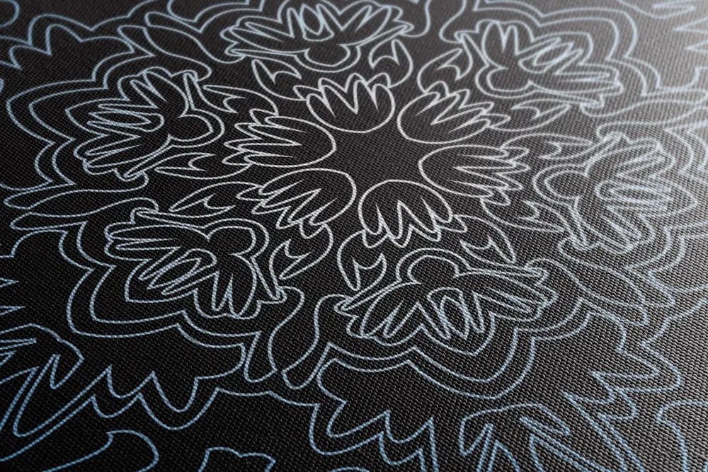 Stampa su tela – Mandala ornamentale su sfondo nero
