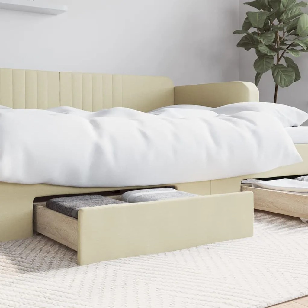 Cassetti Da Letto 2pz Crema İn Legno Multistrato E Similpelle /