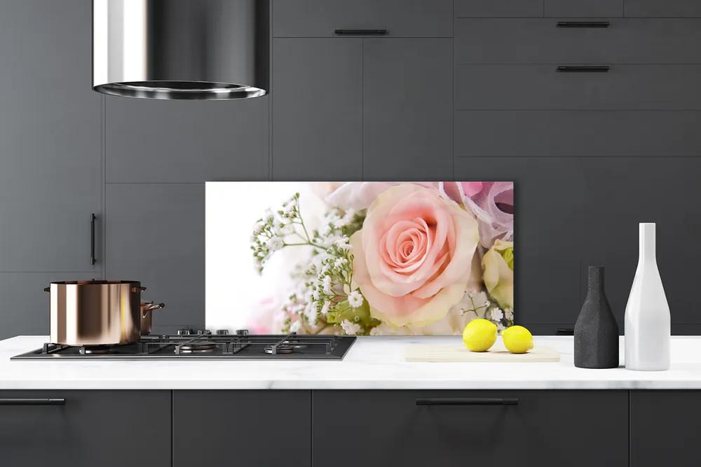 Pannello rivestimento parete cucina Rose, fiori, piante 100x50 cm