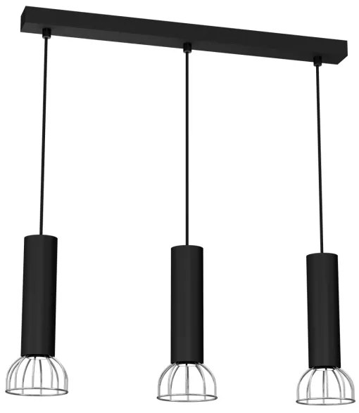 Lampadario su corda DANTE 3xGU10/25W/230V nero/cromo lucido