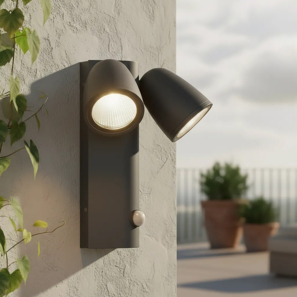 Applique da Esterno IP65 2xGU10 con Sensore movimento AXIS - Grigia