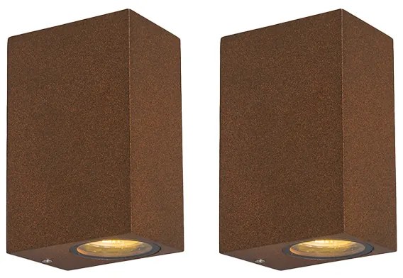 Set di 2 lampade da parete industriali marrone ruggine 2 luci IP44 - Baleno