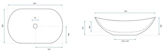 REA-U0441 - Lavabo da appoggio ROYAL 35,5x61,5 cm ceramica/bianco lucido