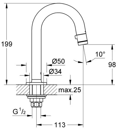 GROHE 20201000 - Rubinetto a colonna UNIVERSAL 113 mm cromo lucido