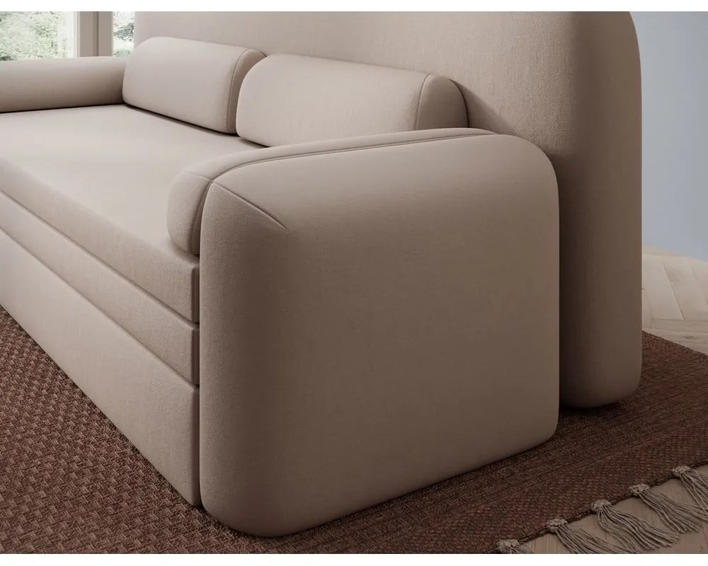 Divano beige allungabile/con contenitore e rivestimento in velluto 236 cm Elioss – ELTAP